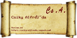 Csiky Alfréda névjegykártya